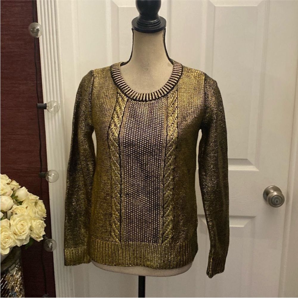 NWT Chevignon Gold Cable Knit Sweater, M